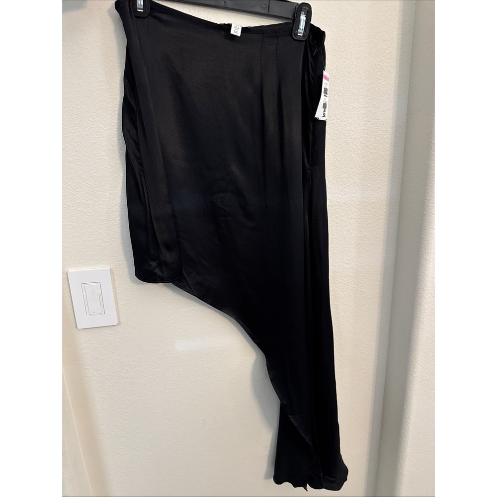 Topshop asymmetric soft midi  Long skirt black Size‎ 8 Zip Club Date Spring